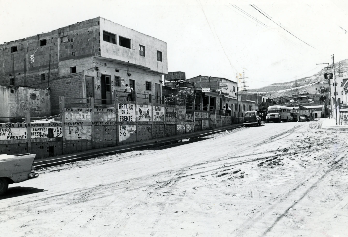 Barrio in Caracas. Note the political slogans.