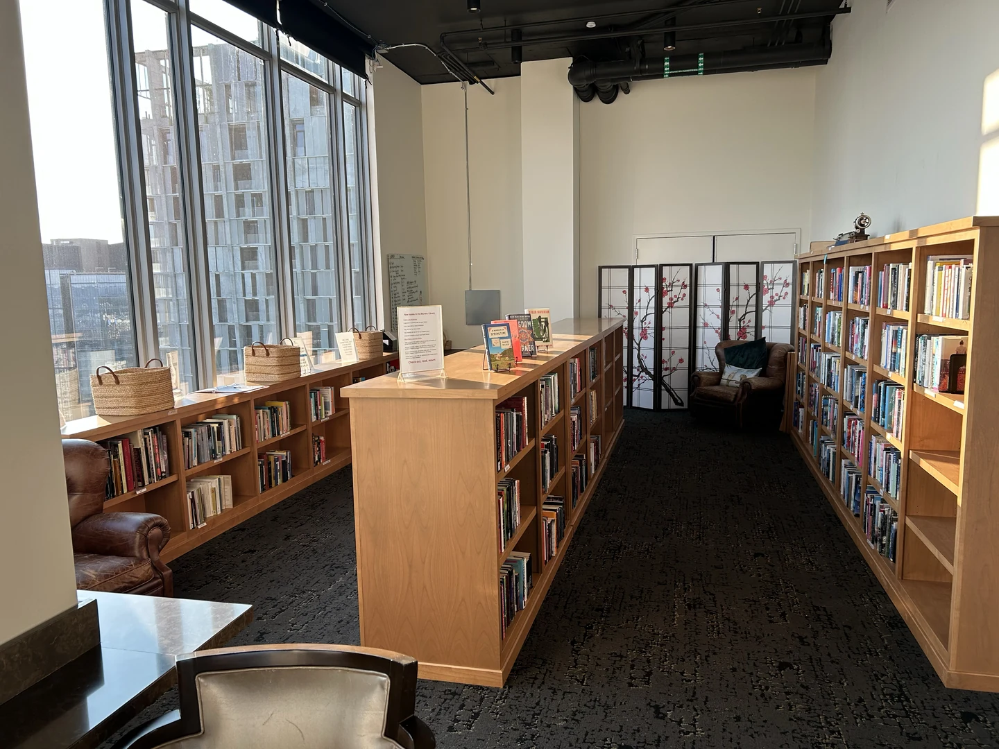 The beautiful library on the top floor