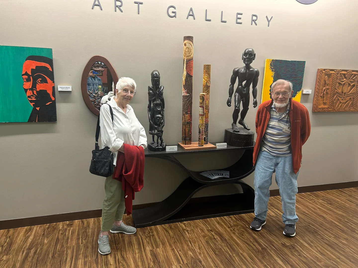 Elizabeth and Mike at the opening of their joint art show, 2026
